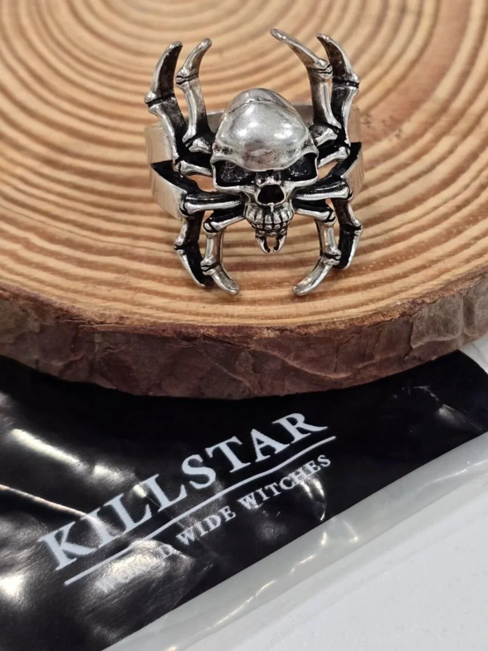 Killstar ✦ Deadly Spider Ring ✦ Silver Skull‑Spider Gothic Statement Design 8